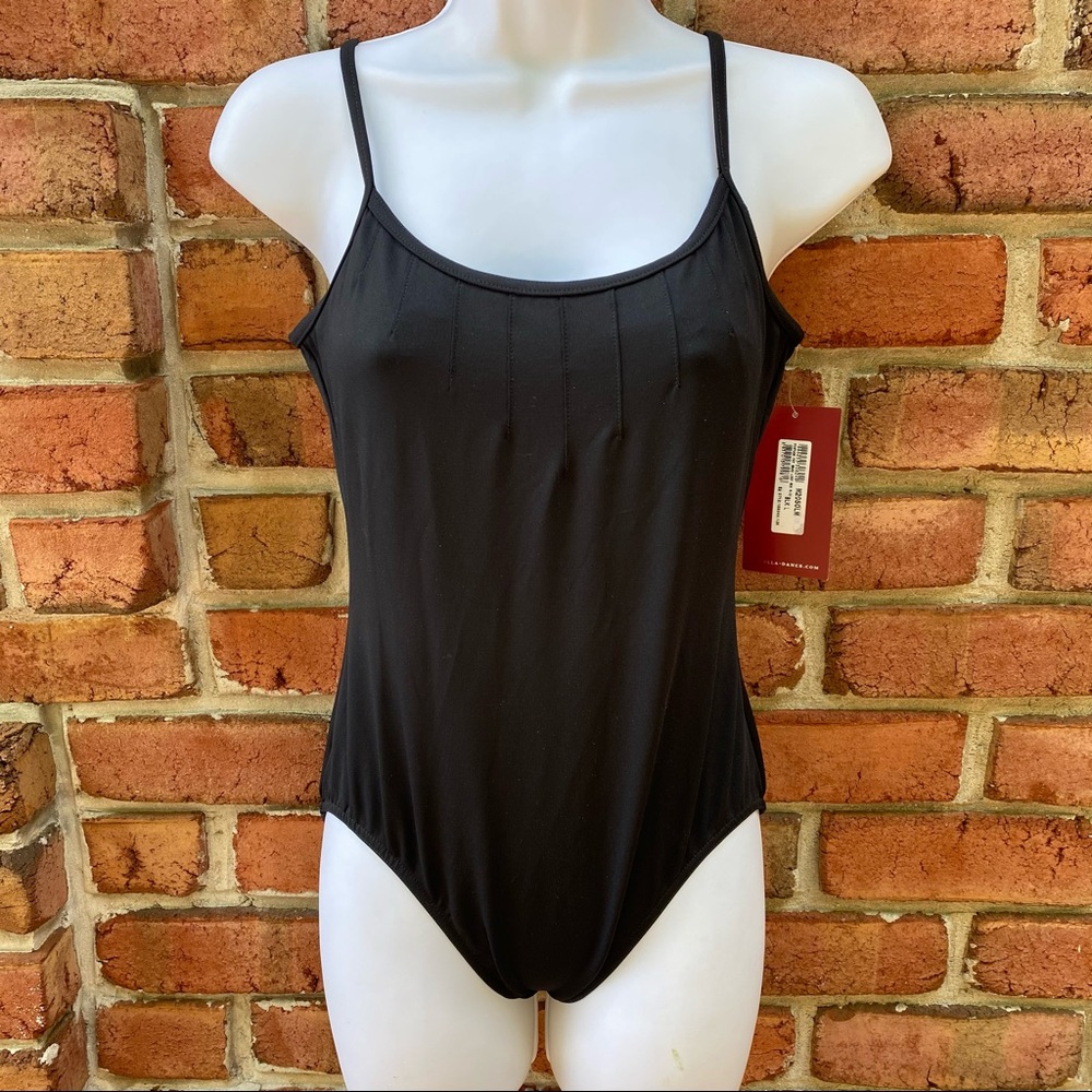 Mirella Dance Bodysuit Leotard Black NWT swim L